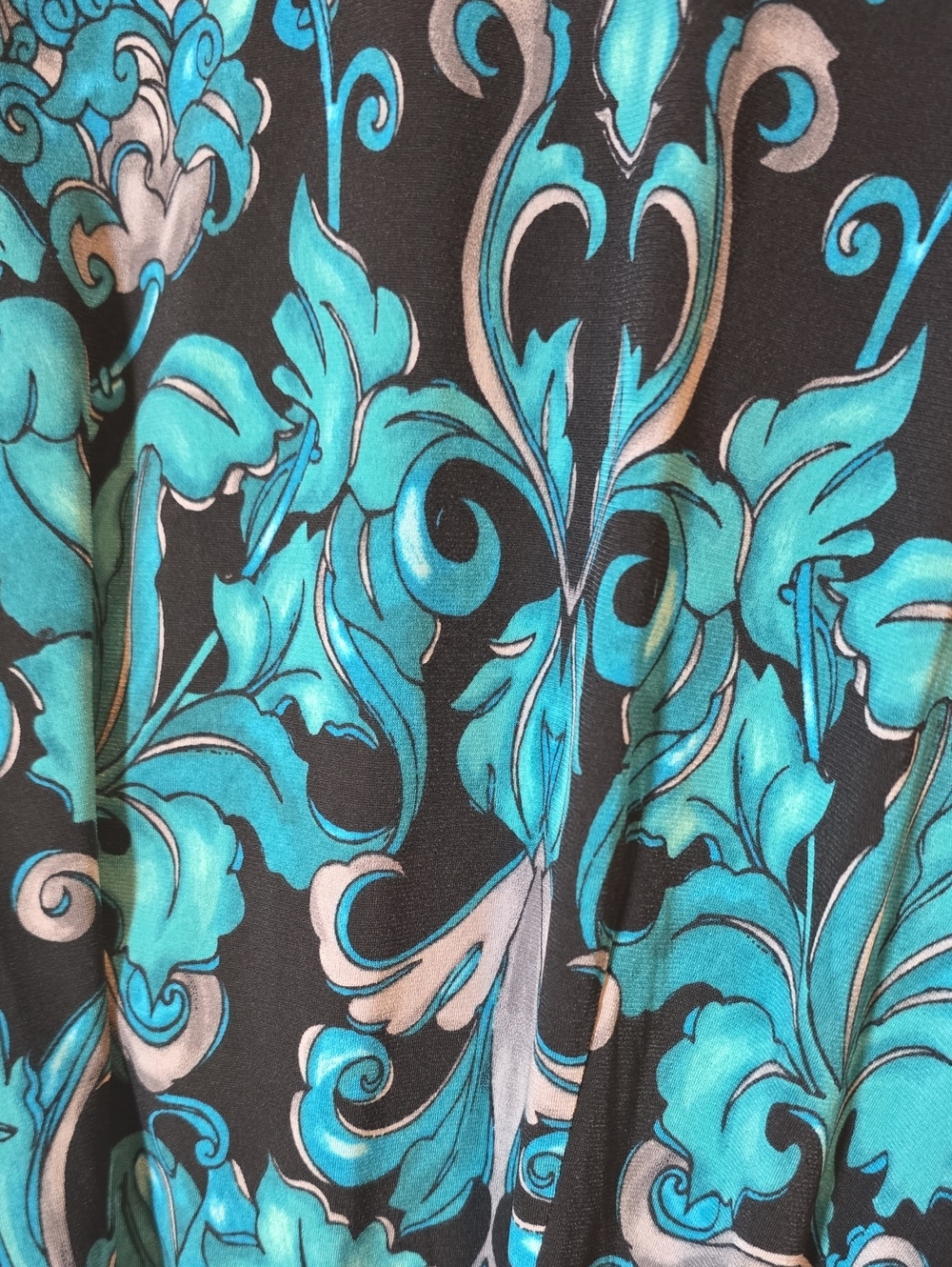 Ellen Tracy Boho Black & Teal Patterned Wrap Midi Dress Size XL NWT - Picture 14 of 16